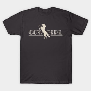 "Cowgirl" with Rearing Stallion Horse Silhouette Design T-Shirt